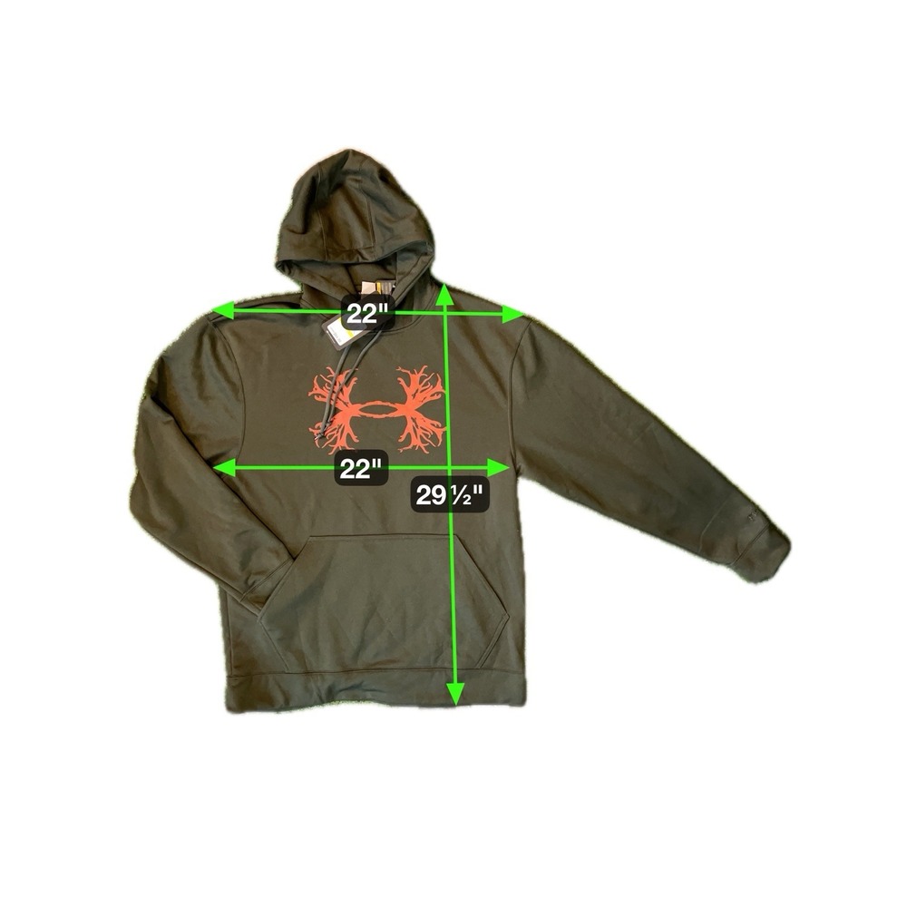 Under Armour Olive Green Hoodie with Orange Logo - Picture 3 of 8